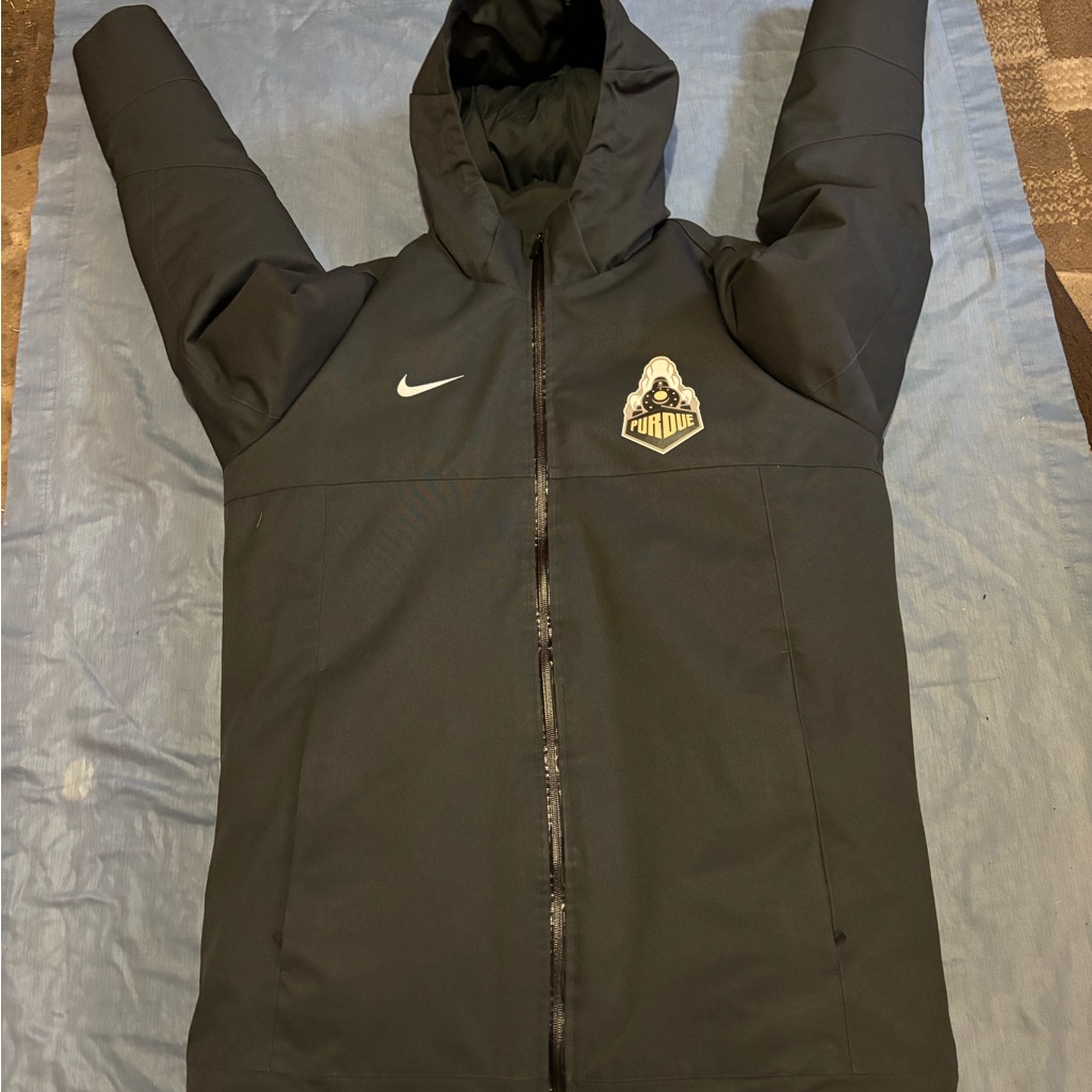 Purdue Basketball Nike Long Heavy Puffer Lined Hardshell W Hood Coat Size M